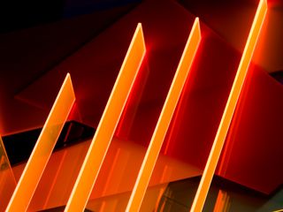 Abstract orange acrylic structures