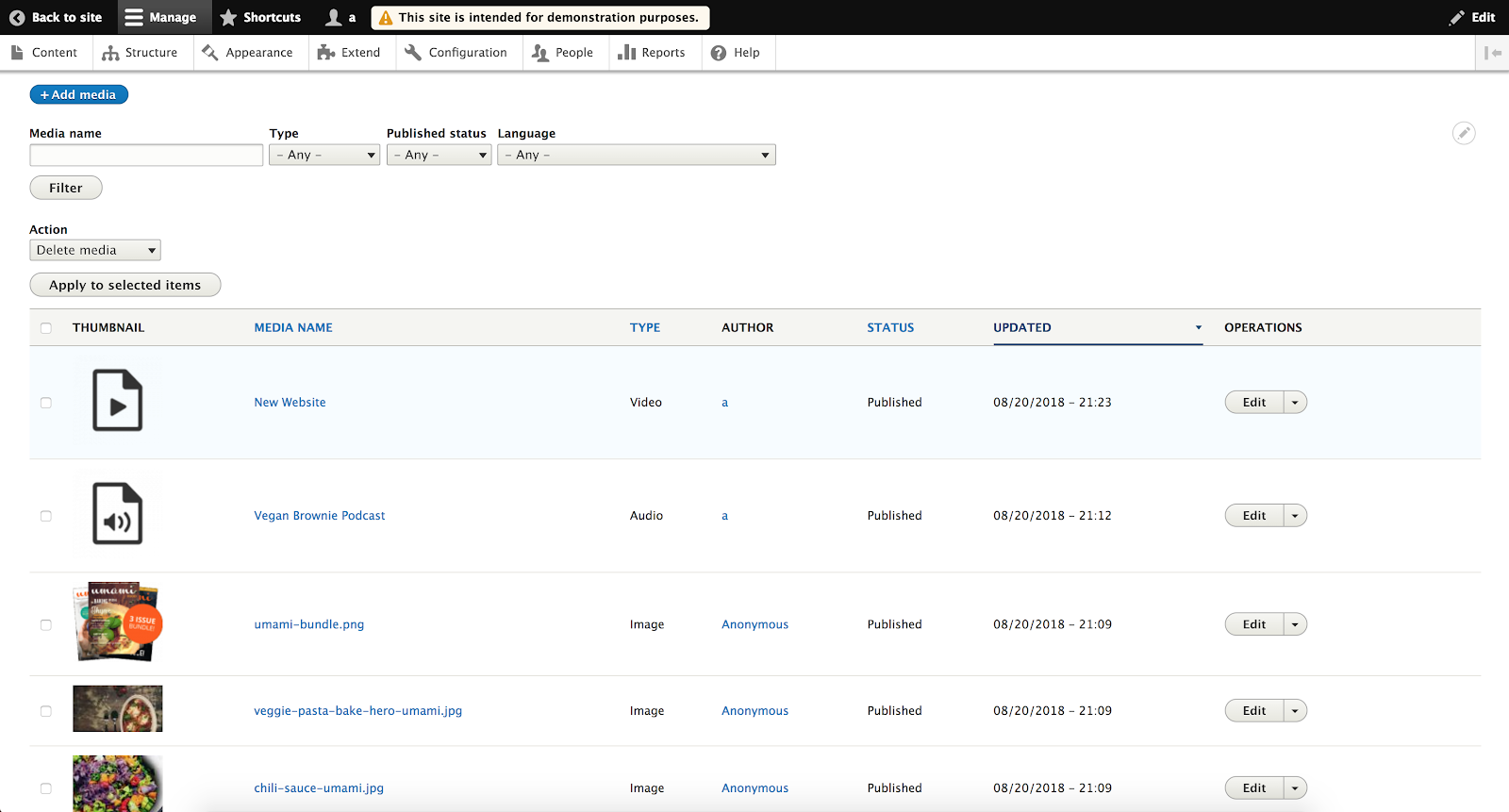 Media Type Support Drupal 8